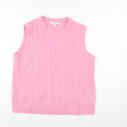 Marks and Spencer Autograph Pink Cashmere Blend Women's Sleeveless Cable Vest M