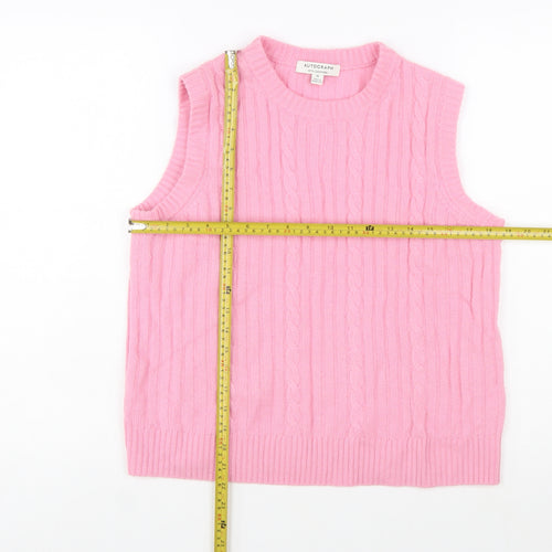Marks and Spencer Autograph Pink Cashmere Blend Women's Sleeveless Cable Vest M