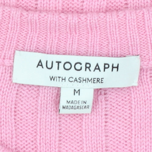 Marks and Spencer Autograph Pink Cashmere Blend Women's Sleeveless Cable Vest M