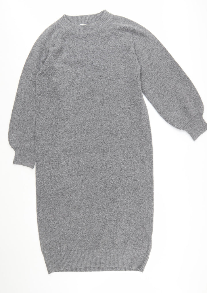 Warehouse Women Grey Wool Blend Long Sleeve Jumper Dress M