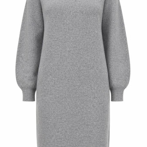 Warehouse Women Grey Wool Blend Long Sleeve Jumper Dress M