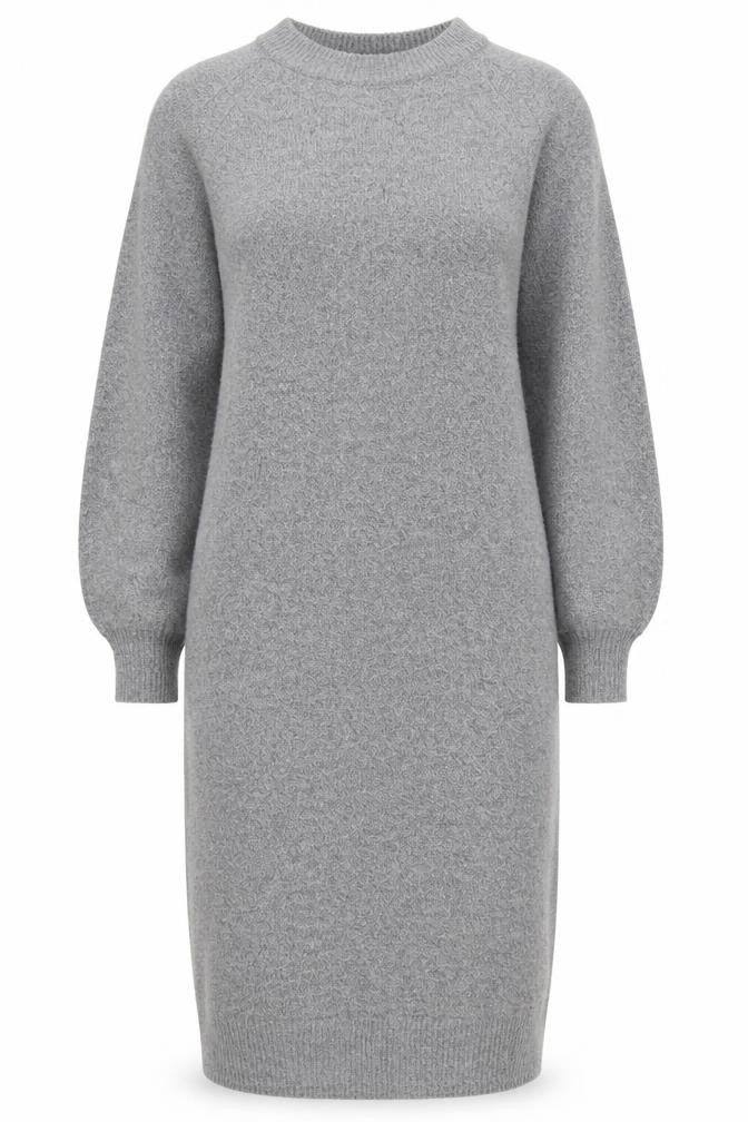 Warehouse Women Grey Wool Blend Long Sleeve Jumper Dress M