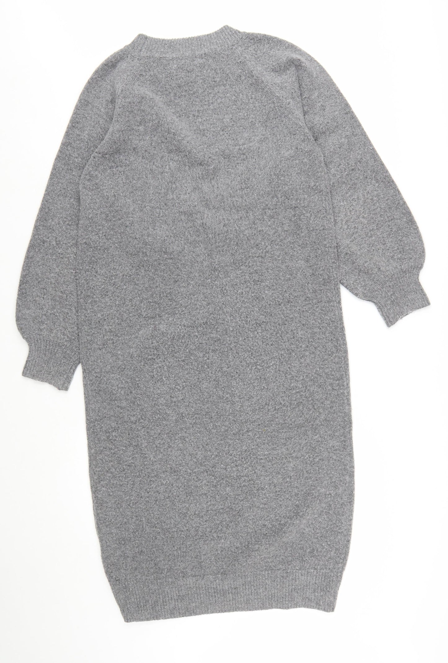 Warehouse Women Grey Wool Blend Long Sleeve Jumper Dress M