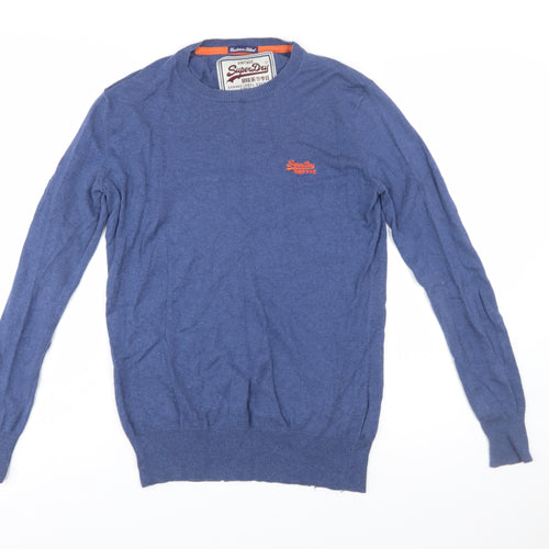 Superdry Men Blue Cashmere Blend Crew Neck Pullover Jumper S