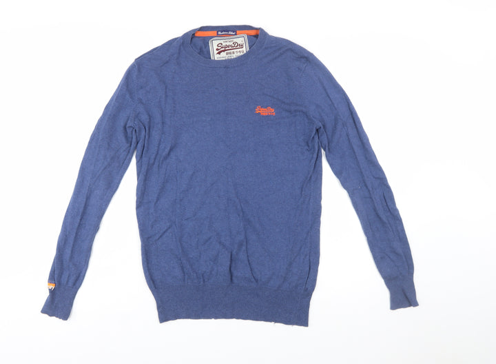 Superdry Men Blue Cashmere Blend Crew Neck Pullover Jumper S