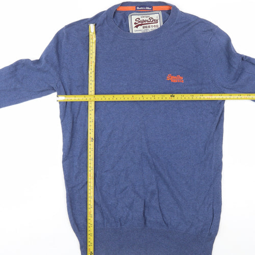 Superdry Men Blue Cashmere Blend Crew Neck Pullover Jumper S