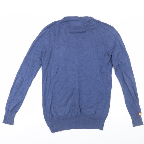 Superdry Men Blue Cashmere Blend Crew Neck Pullover Jumper S