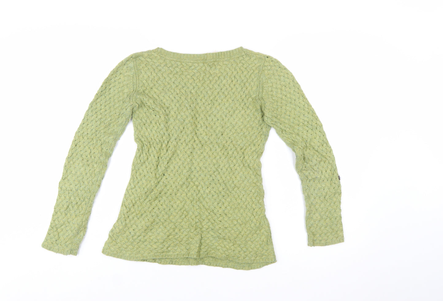 White Stuff Women's Green Cable-Knit Cotton Jumper Size 8