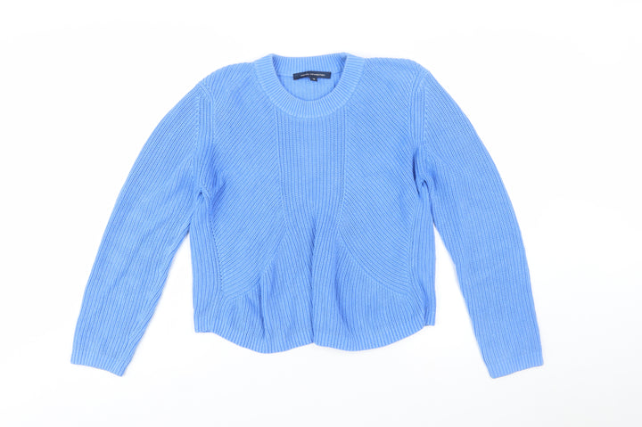 French Connection Women Blue Cotton Chunky Knit Pullover Jumper M