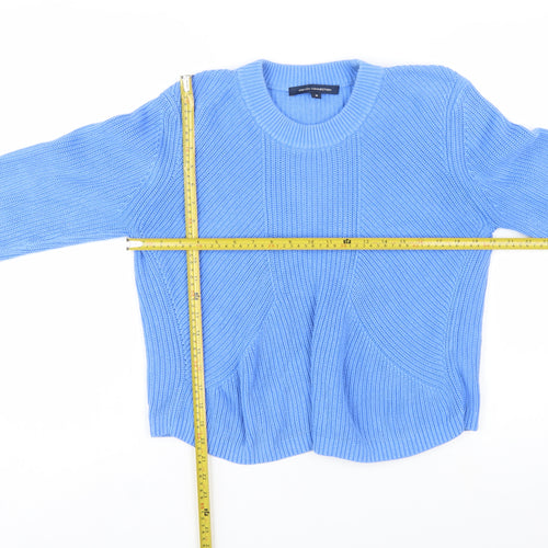 French Connection Women Blue Cotton Chunky Knit Pullover Jumper M