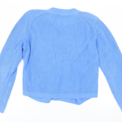 French Connection Women Blue Cotton Chunky Knit Pullover Jumper M