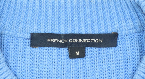 French Connection Women Blue Cotton Chunky Knit Pullover Jumper M