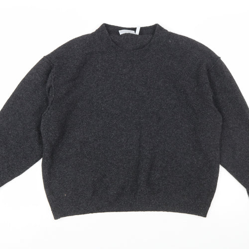 Weekday Womens Grey Wool Blend Crew Neck Pullover Jumper Size S