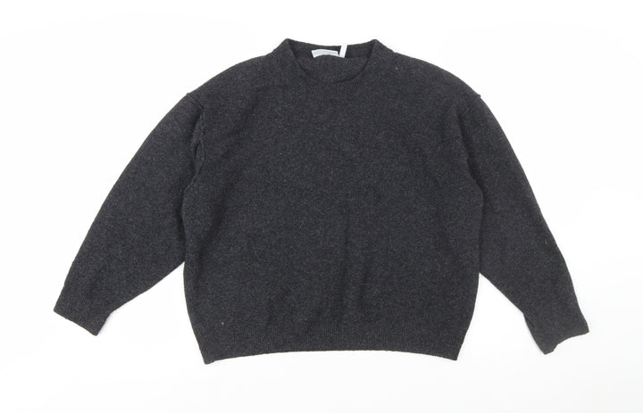 Weekday Womens Grey Wool Blend Crew Neck Pullover Jumper Size S