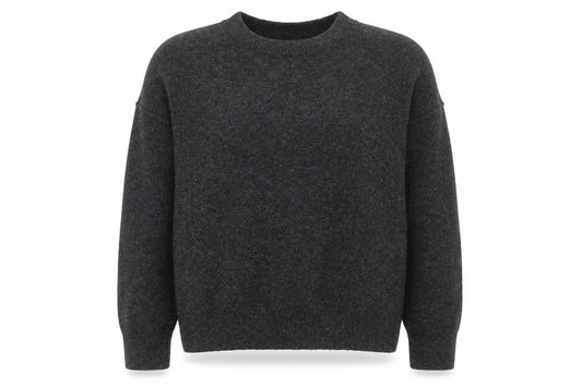 Front view of Weekday women’s grey wool blend crew neck jumper, size S