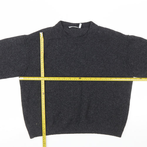 Weekday Womens Grey Wool Blend Crew Neck Pullover Jumper Size S