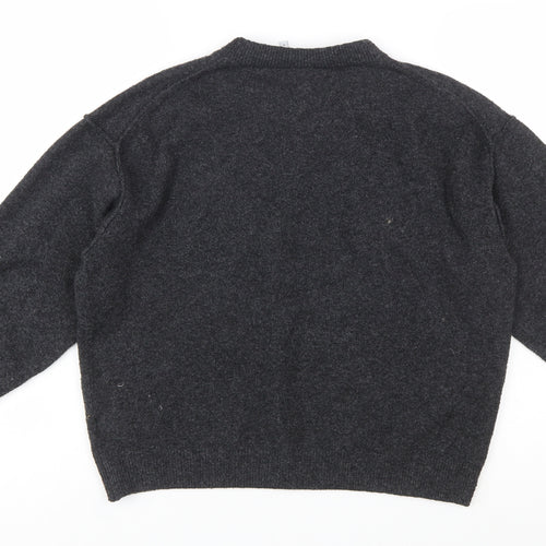 Weekday Womens Grey Wool Blend Crew Neck Pullover Jumper Size S