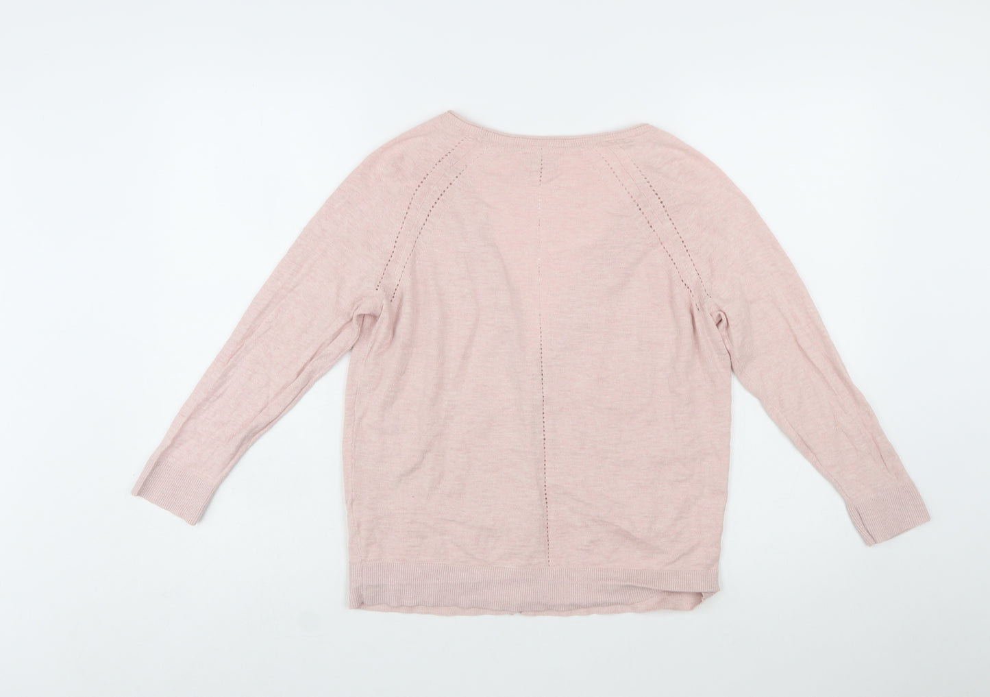 Fat Face Womens Pink Cotton Linen V-Neck Cardigan Size 12