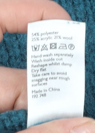 AND/OR Women's Blue Striped Wool Blend Chunky Knit Jumper Size 18