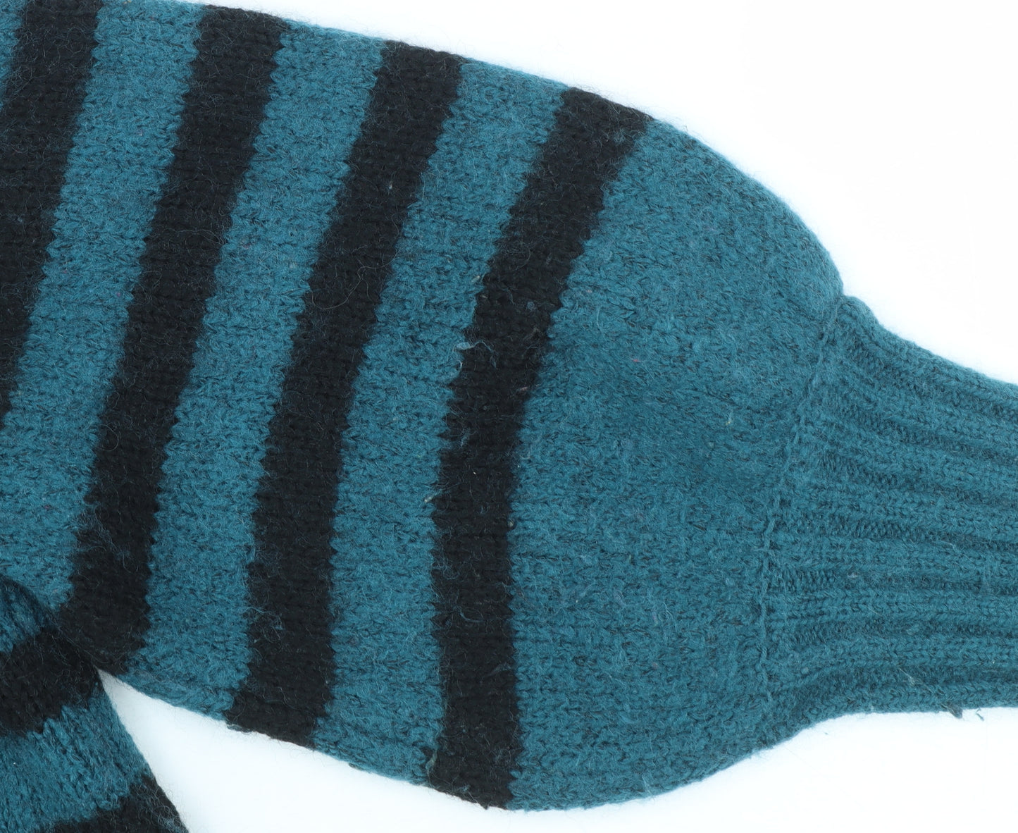 AND/OR Women's Blue Striped Wool Blend Chunky Knit Jumper Size 18