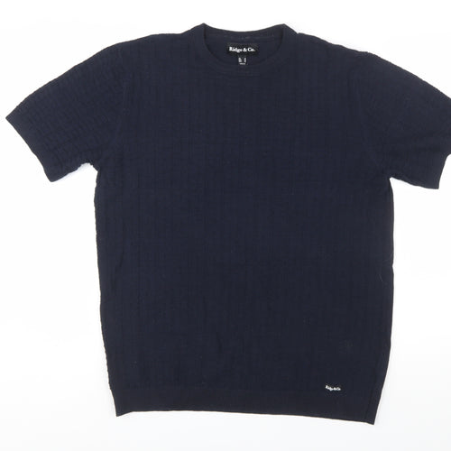 Ridge & Co. Men's Blue Cotton Knit Short Sleeve Jumper M
