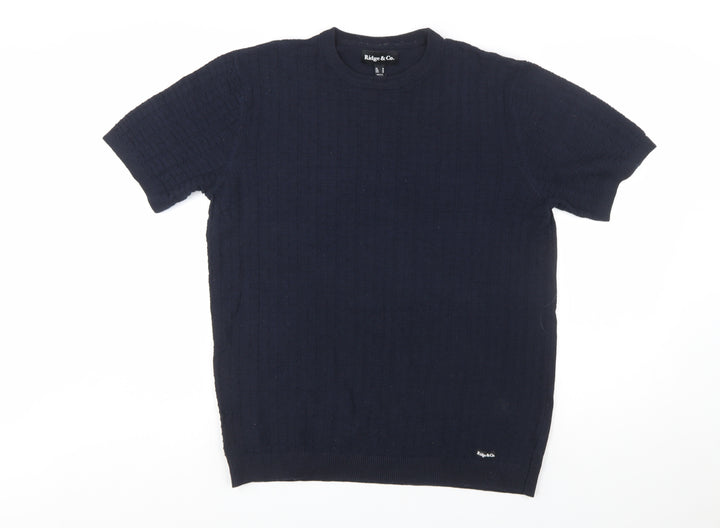 Ridge & Co. Men's Blue Cotton Knit Short Sleeve Jumper M