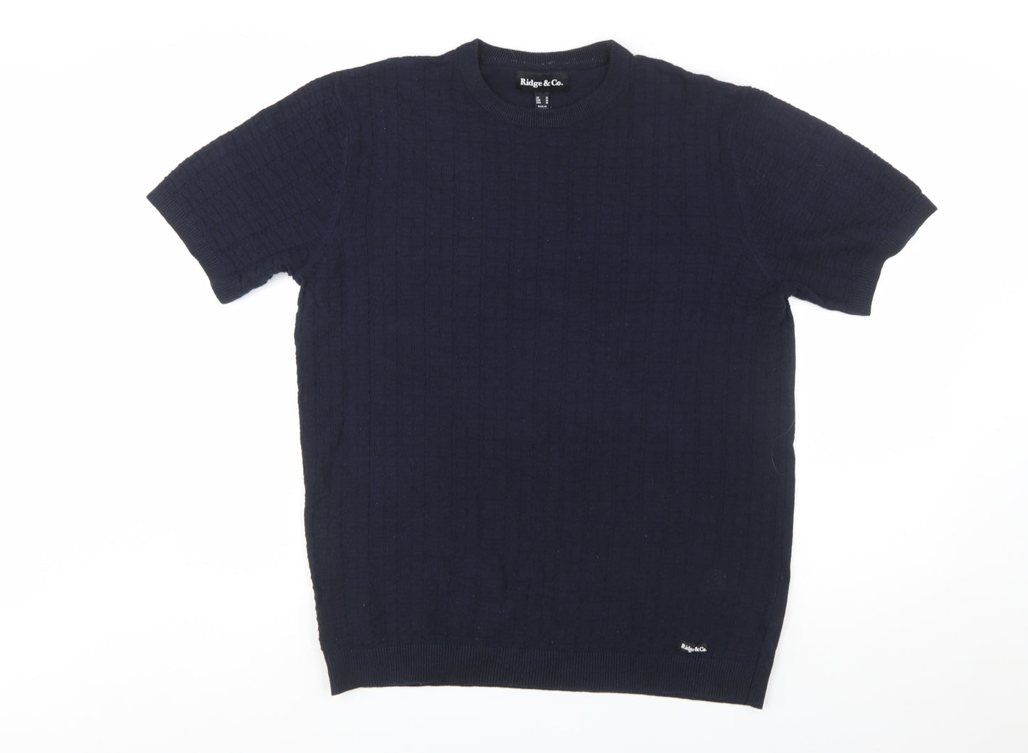 Ridge & Co. Men's Blue Cotton Knit Short Sleeve Jumper M