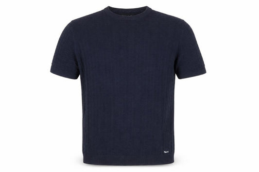 Front view of Ridge & Co. Men's Blue Cotton Knit Short Sleeve Jumper M