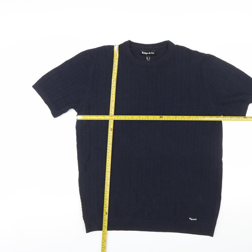 Ridge & Co. Men's Blue Cotton Knit Short Sleeve Jumper M