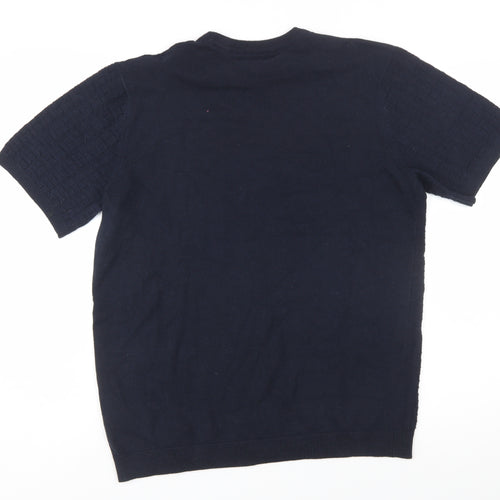 Ridge & Co. Men's Blue Cotton Knit Short Sleeve Jumper M