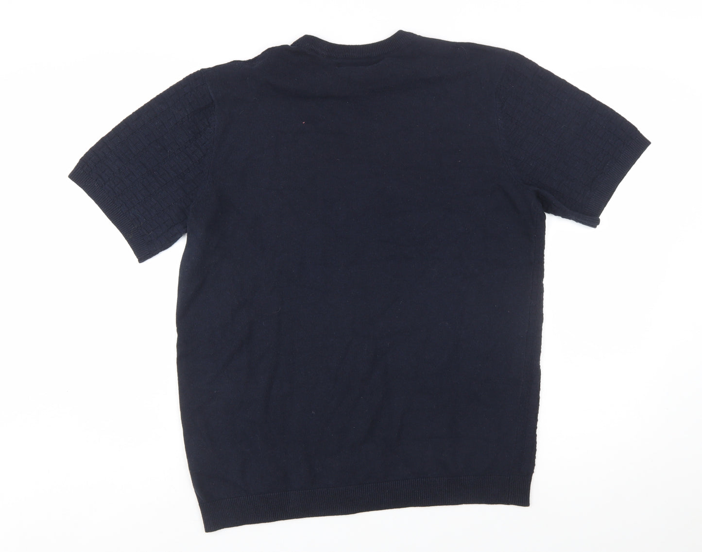 Ridge & Co. Men's Blue Cotton Knit Short Sleeve Jumper M
