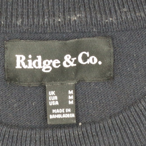 Ridge & Co. Men's Blue Cotton Knit Short Sleeve Jumper M