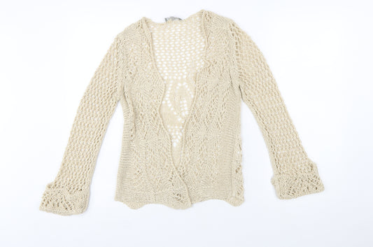 Steilmann Women's Beige Open Knit Long Sleeve Cardigan S