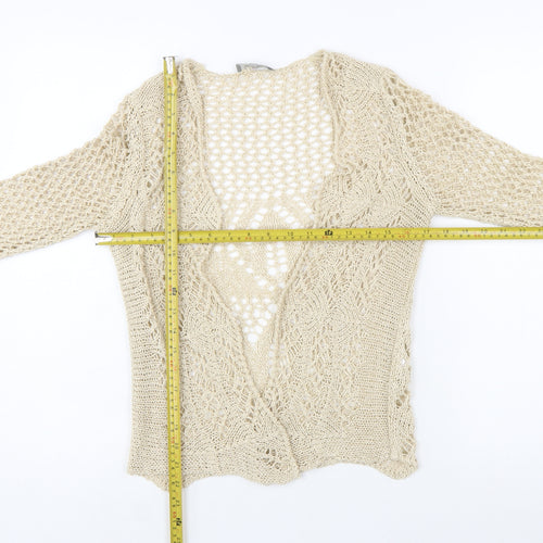 Steilmann Women's Beige Open Knit Long Sleeve Cardigan S