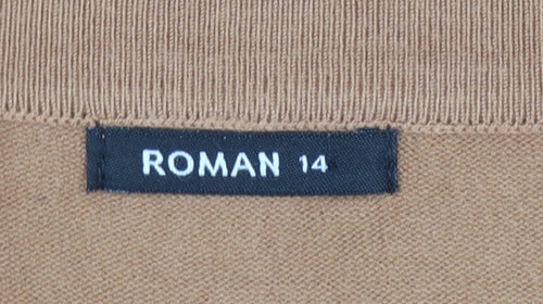 Roman Women Brown Size 14 Boat Neck Button Detail Knit Jumper
