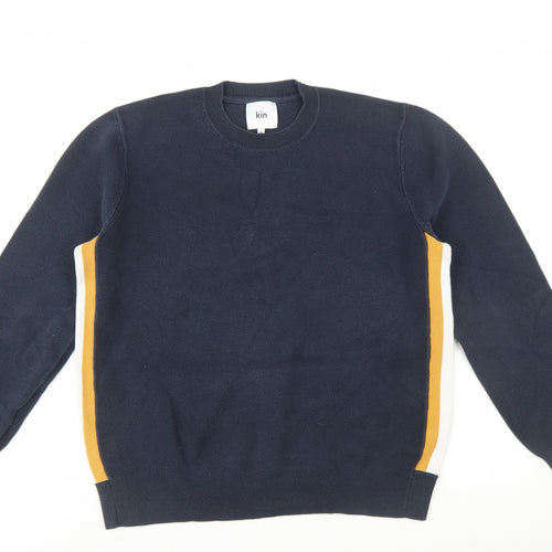 Kin Women's Blue Crew Neck Cotton Pullover Jumper Size M