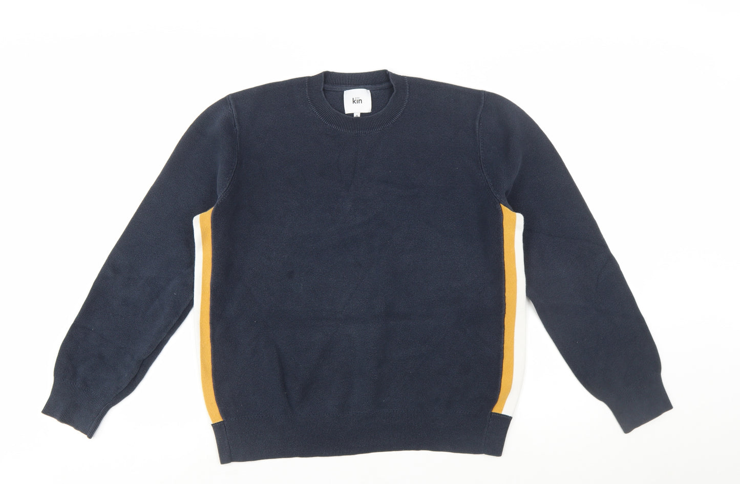 Kin Women's Blue Crew Neck Cotton Pullover Jumper Size M