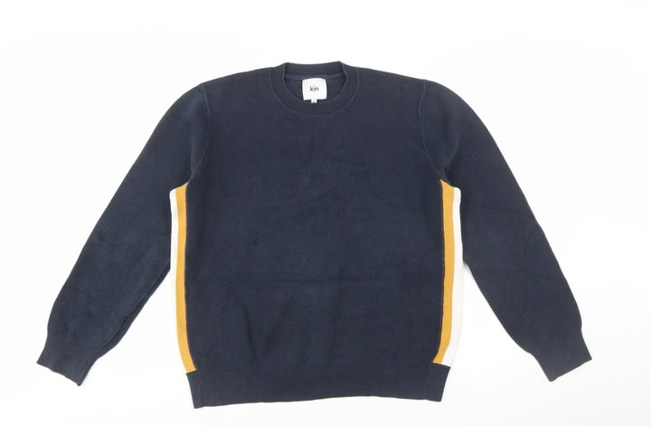 Kin Women's Blue Crew Neck Cotton Pullover Jumper Size M