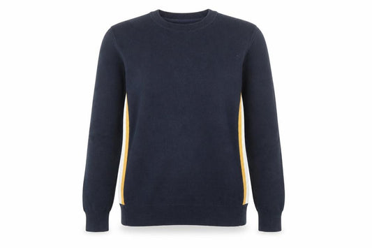 Front view of Kin Women's Blue Crew Neck Cotton jumper, size M