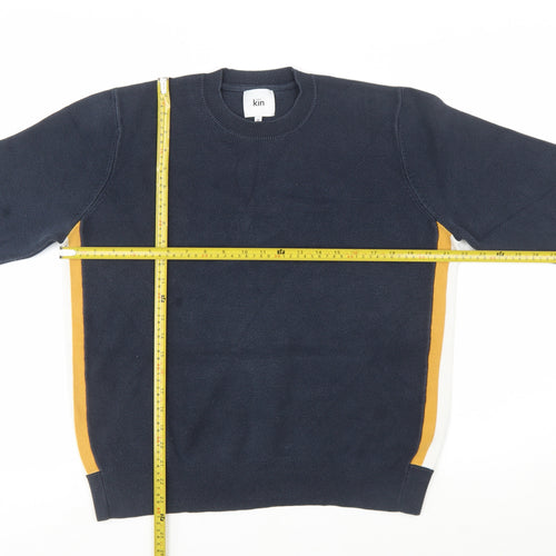 Kin Women's Blue Crew Neck Cotton Pullover Jumper Size M