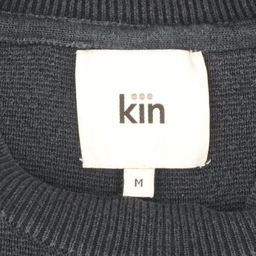 Kin Women's Blue Crew Neck Cotton Pullover Jumper Size M