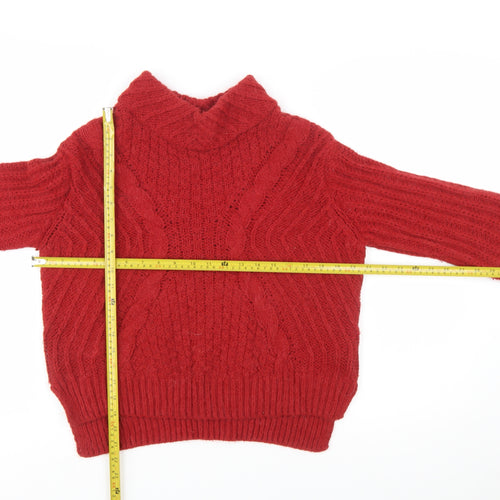 Marks and Spencer Women Red Cable-Knit Roll Neck Jumper Size 10