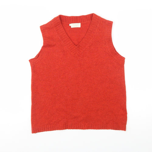 TOAST Women's Red Shetland Wool Sleeveless V-Neck Vest Size 12