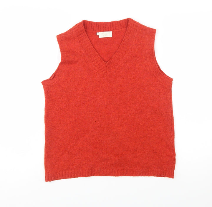 TOAST Women's Red Shetland Wool Sleeveless V-Neck Vest Size 12