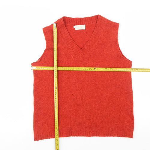 TOAST Women's Red Shetland Wool Sleeveless V-Neck Vest Size 12