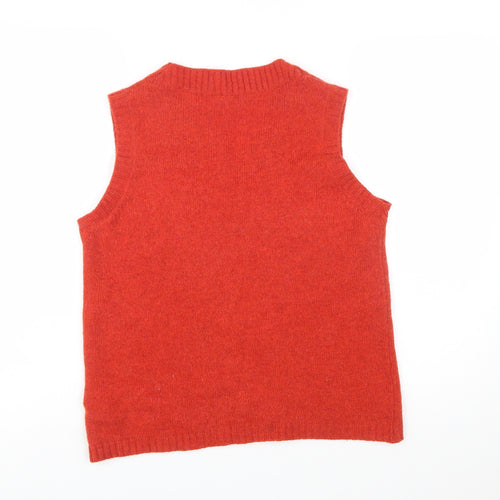 TOAST Women's Red Shetland Wool Sleeveless V-Neck Vest Size 12