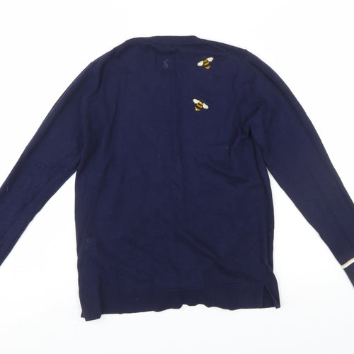Joules Womens Blue Bee Embroidered Cotton Jumper Size 8