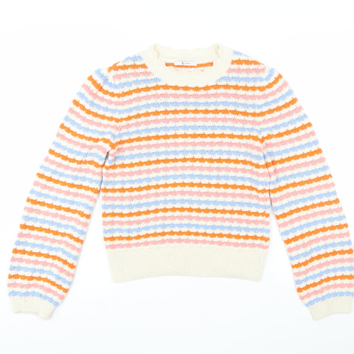 Tu Women Multicoloured Striped Knit Jumper Size 8 Pullover