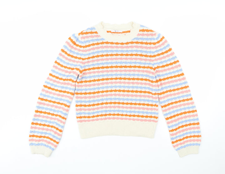 Tu Women Multicoloured Striped Knit Jumper Size 8 Pullover