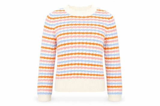 Front view of Tu Women Multicoloured Striped Knit Jumper, size 8, Pullover